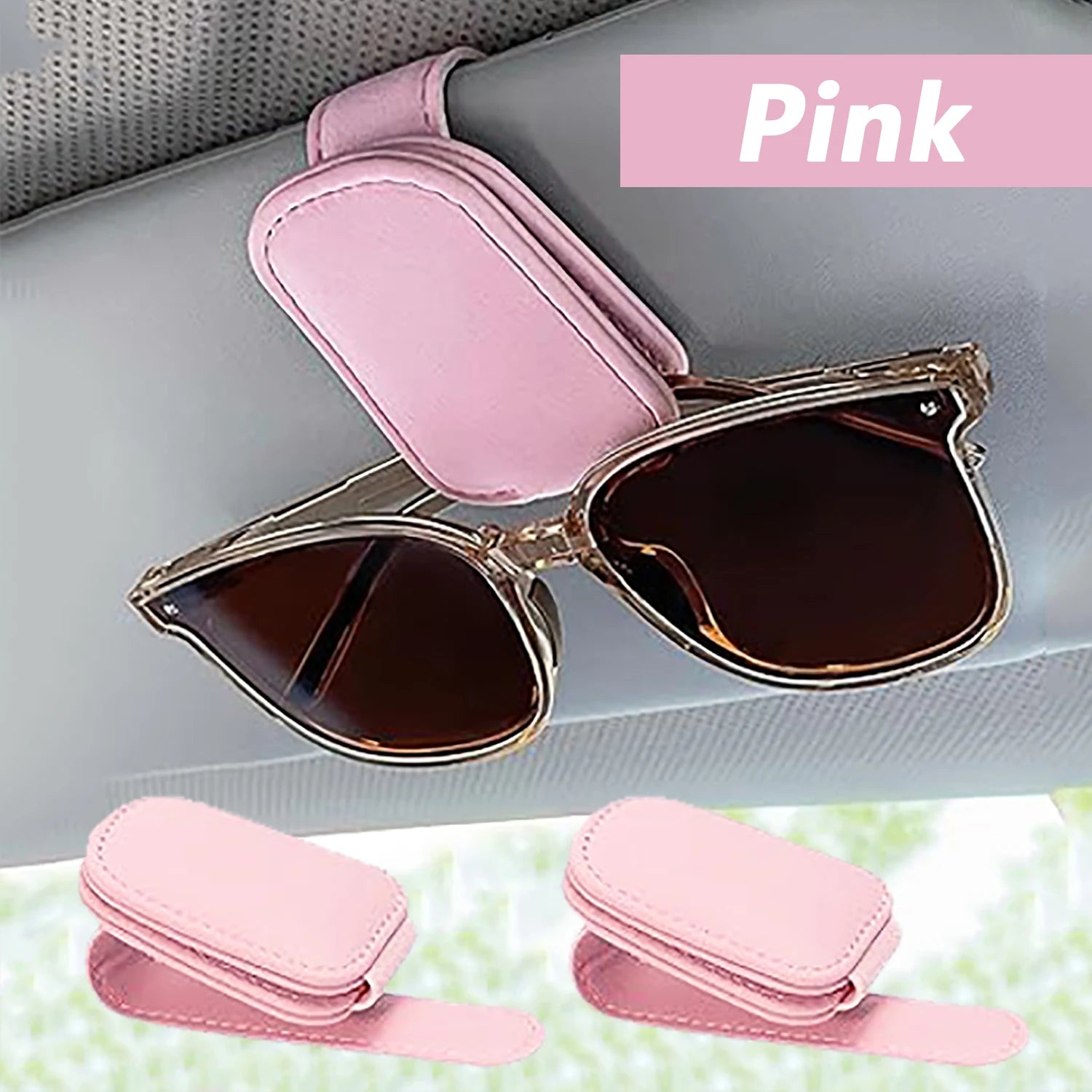 Sunglasses Holder Is Suitable for Car Sun shades Magnetic Leather Sunglasses Clip and Ticket Clip Car Sunshade Accessories