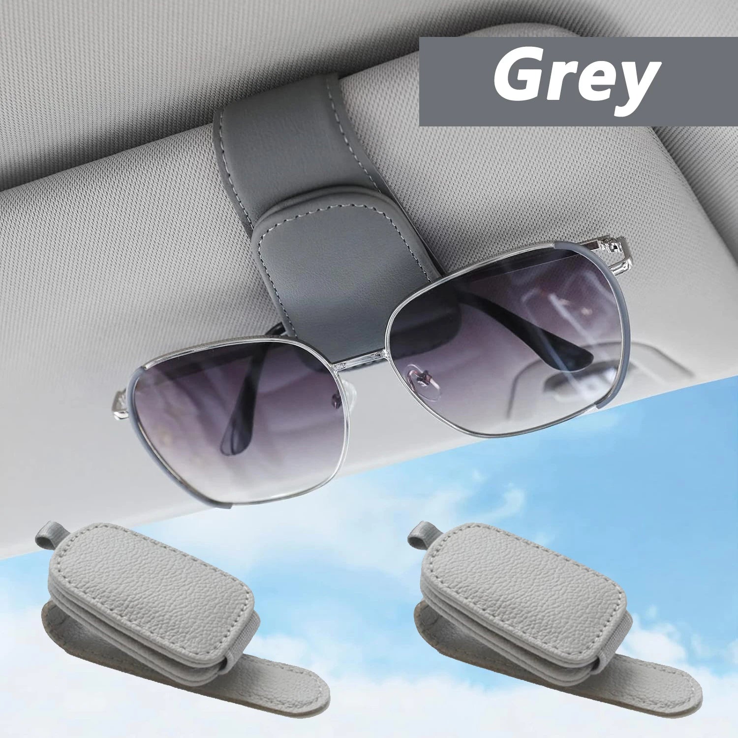 Sunglasses Holder Is Suitable for Car Sun shades Magnetic Leather Sunglasses Clip and Ticket Clip Car Sunshade Accessories