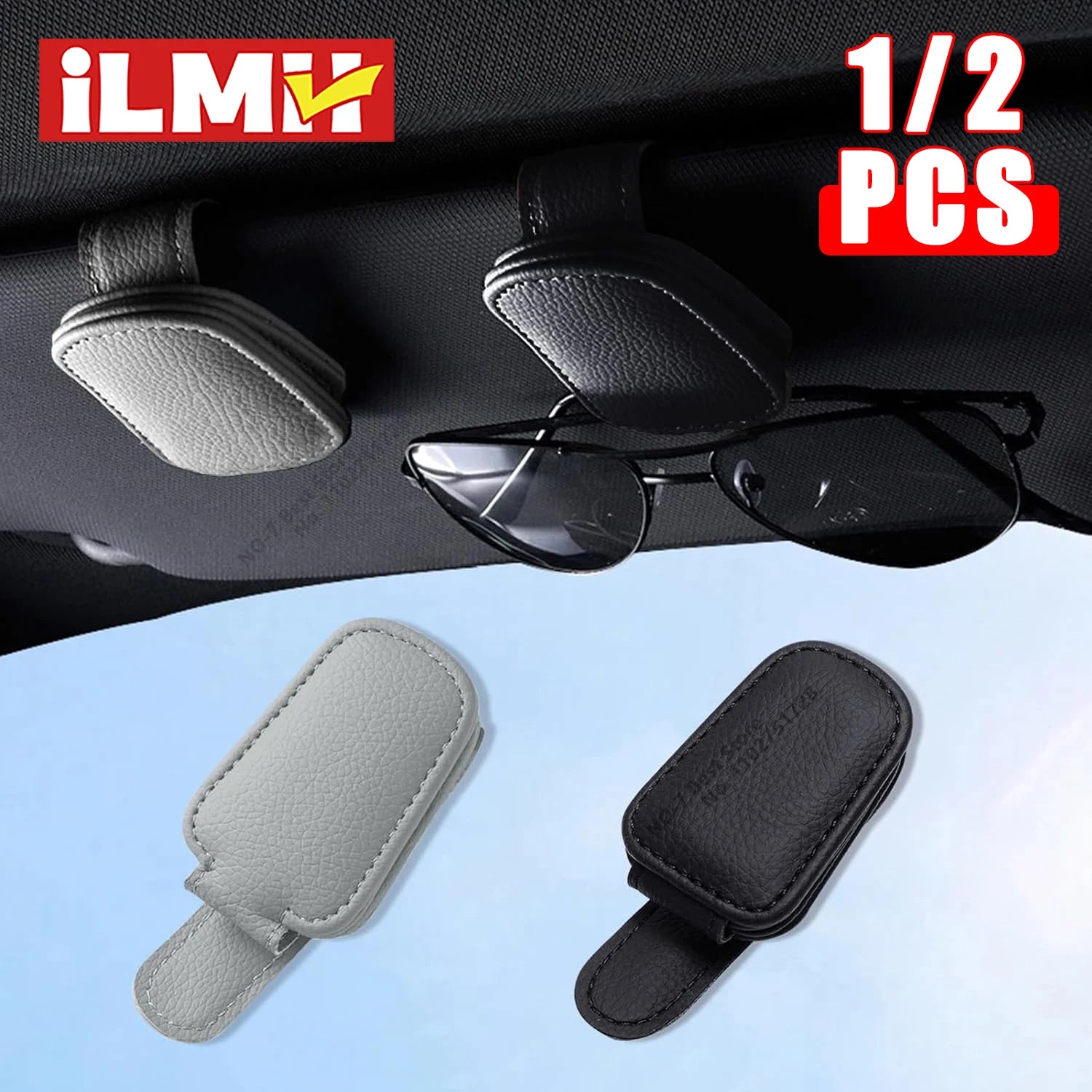 Sunglasses Holder Is Suitable for Car Sun shades Magnetic Leather Sunglasses Clip and Ticket Clip Car Sunshade Accessories