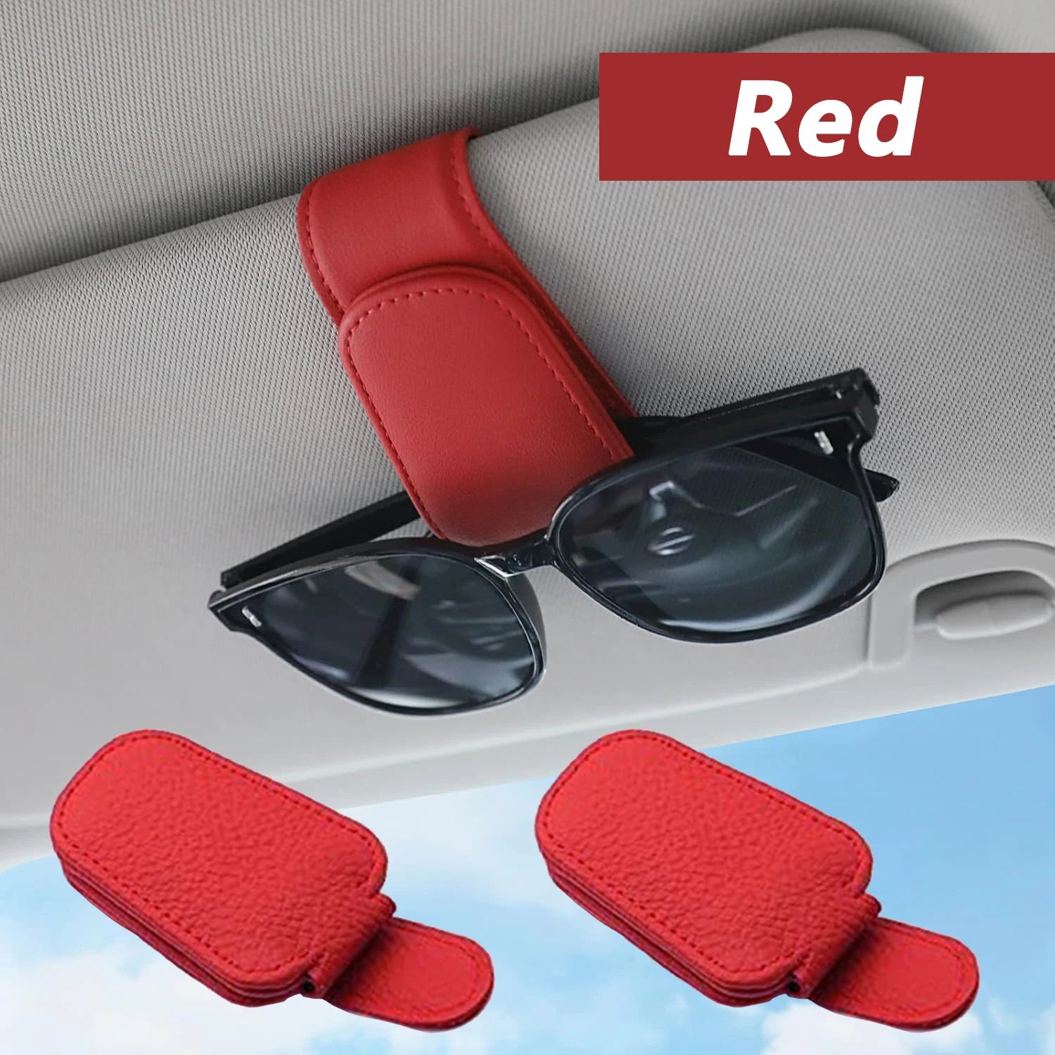 Sunglasses Holder Is Suitable for Car Sun shades Magnetic Leather Sunglasses Clip and Ticket Clip Car Sunshade Accessories