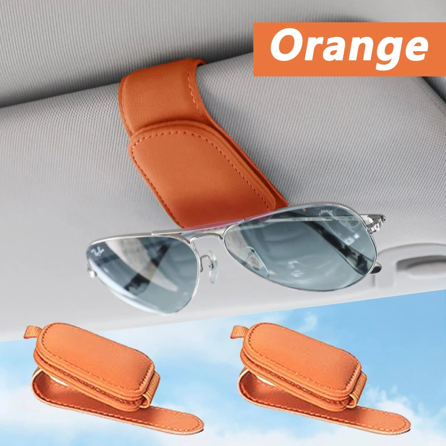 Sunglasses Holder Is Suitable for Car Sun shades Magnetic Leather Sunglasses Clip and Ticket Clip Car Sunshade Accessories